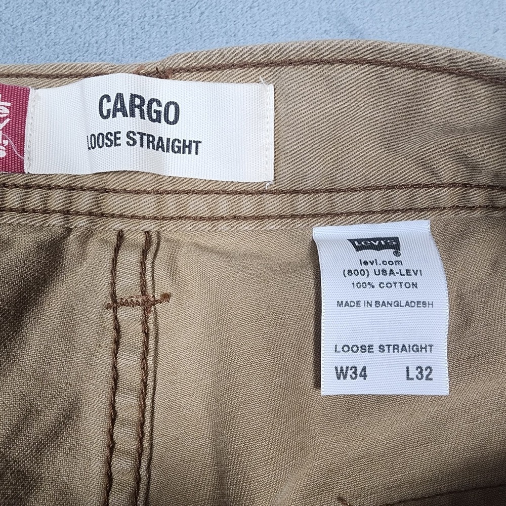 Levis Cargo Pants Mens Size 34x32 Khaki Loose Straight Workwear Utility NWT - Picture 3 of 6
